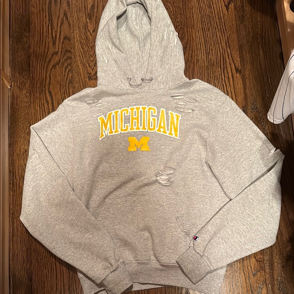 Gray Michigan Hoodie with Yellow Lettering